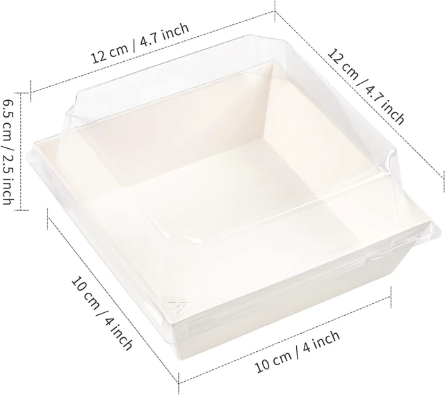 Alt view image 2 of 7 - 50 Pack 4 Inches Small Charcuterie Boxes with Clear Lids Paper Bakery Boxes, White Dessert Boxes, Disposable To Go Food Containers, For Cookie, Mini Cake, Chocolate Strawberry