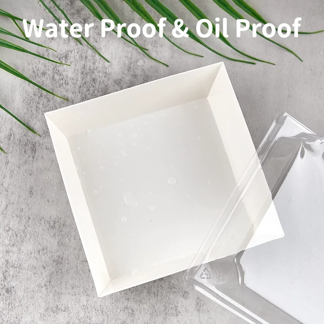 Alt view image 4 of 7 - 50 Pack 4 Inches Small Charcuterie Boxes with Clear Lids Paper Bakery Boxes, White Dessert Boxes, Disposable To Go Food Containers, For Cookie, Mini Cake, Chocolate Strawberry
