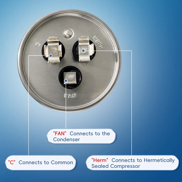 Alt view image 4 of 7 - AC Capacitor 45+5 uF 45/5 MFD ±6% 370V/440VAC CBB65 Dual Run Circular Start Capacitor for Heat Pump Air ConditionerTen Years of Coverage