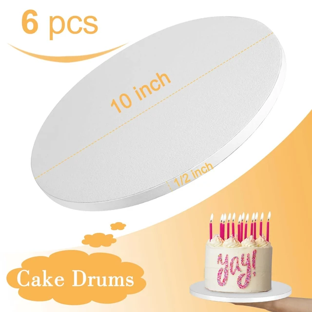 Alt view image 3 of 7 - 6 PCS Cake Drums 10 Inch, 10inch Drum, Cake Boards 10 Inch Round, 1/2" Thick Cardboard, Sturdy Circle, Base para Pastel Cardboard Base White Cake Boards for Wedding