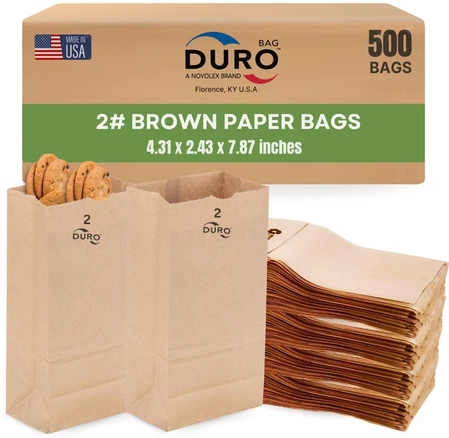 Main image of 18402 2# Small Brown Paper Bags, 4.31 x 2.43 x 7.87 Inches, 500 Ct Made In USA Small Disposable Paper Bags Ideal for Cookies, Treats, & Lunches: Take Out Bags