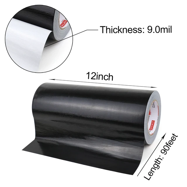 Alt view image 2 of 7 - Wide Duct Tape 12 Inch, Industrial Grade 30Yards (90 ft) Wide Tape Duct, 9 Mil Heavy-Duty, Waterproof, Strong, Flexible, No Residue, for Crafts & Home Improvement (Black, 12'' x 90ft)
