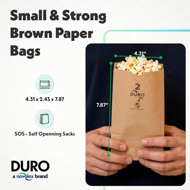Alt view image 3 of 7 - 18402 2# Small Brown Paper Bags, 4.31 x 2.43 x 7.87 Inches, 500 Ct Made In USA Small Disposable Paper Bags Ideal for Cookies, Treats, & Lunches: Take Out Bags