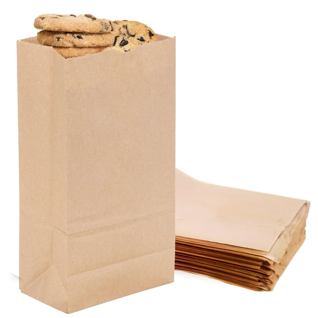 Alt view image 2 of 7 - 18402 2# Small Brown Paper Bags, 4.31 x 2.43 x 7.87 Inches, 500 Ct Made In USA Small Disposable Paper Bags Ideal for Cookies, Treats, & Lunches: Take Out Bags