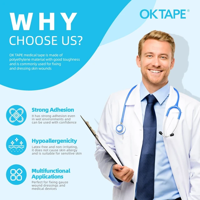 Alt view image 2 of 7 - OKPore Transparent Medical Tape (Pack of 24) - First Aid Surgical Tape Hypoallergenic and Breathable for Wound Dressing Care, Latex Free, 1in x 10yds