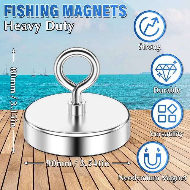 Alt view image 5 of 7 - 1000 LBS High Power Fishing Magnet, 3.54 Inch Rare Earth Magnet High Power Magnet Use, Neodymium Magnet, Heavy Duty Metal Retrieval, Eye Bolt Design, Outdoor