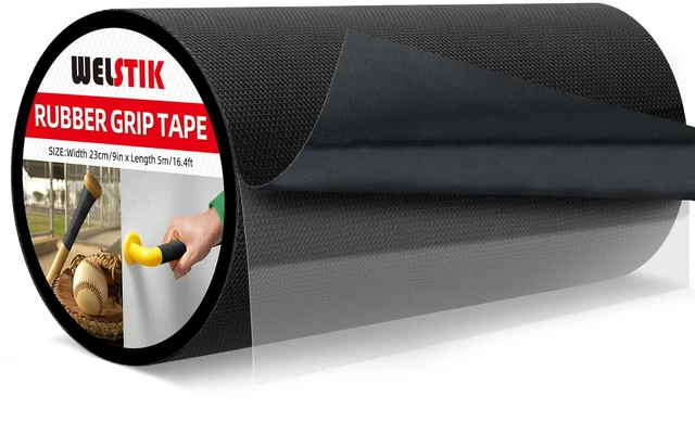 Main image of 9" x 16.4FT Rubber Skateboard Grip Tape - Extra Wide Anti-Slip Traction Sheet, Non-Abrasive Shoe Friendly Grip Tape for Skateboard Decks, Scooters, Tool Handles, and Stairs - Black