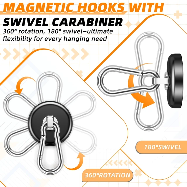 Alt view image 6 of 7 - Magnetic Hooks, 150 LBS Carabiner Heavy Duty Magnets, 10 Pack Magnetic Carabiner with Hooks, Magnets Hooks for Hanging, Cruise Cabins, Home, Garage, Refrigerator