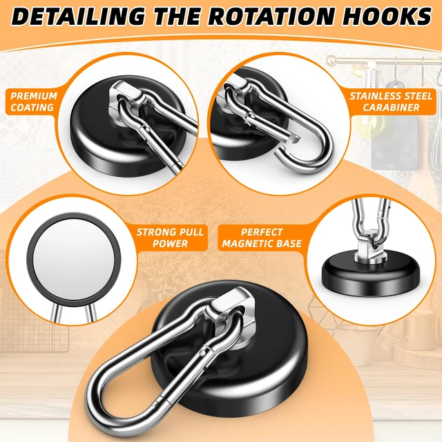 Alt view image 5 of 7 - Magnetic Hooks, 150 LBS Carabiner Heavy Duty Magnets, 10 Pack Magnetic Carabiner with Hooks, Magnets Hooks for Hanging, Cruise Cabins, Home, Garage, Refrigerator