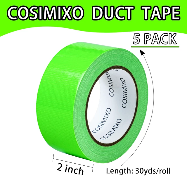 Alt view image 2 of 6 - 5-Pack Green Heavy Duty Duct Tape, 2 inches x 30 Yards, Strong, Flexible, No Residue, All-Weather and Tear by Hand - Bulk Value for Repairs, Industrial, Professional Use