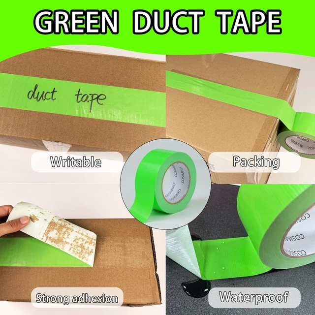 Alt view image 5 of 6 - 5-Pack Green Heavy Duty Duct Tape, 2 inches x 30 Yards, Strong, Flexible, No Residue, All-Weather and Tear by Hand - Bulk Value for Repairs, Industrial, Professional Use