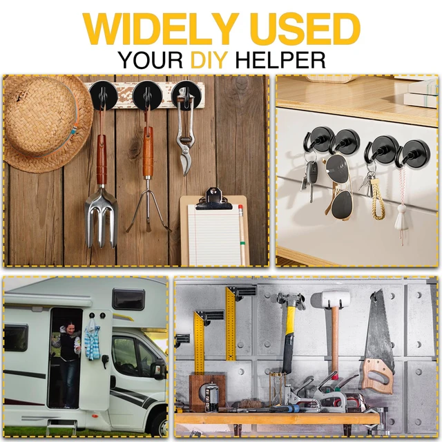 Alt view image 6 of 6 - Magnetic Hooks,170lbs Heavy Duty Magnets with Hook Black 6 Pack Rare Earth N52 2026 Cruise Cabin Ship Essentials for Fridge Hanging Classroom Beach Vacation Kitchen Grills Home Must Have