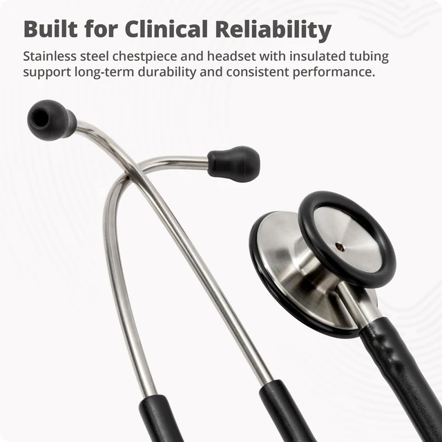 Alt view image 4 of 7 - Dual-Head StethoscopeClinical Grade, Lightweight, High-Precision Sound, Ideal for Doctors, Nurses, Students, and Medical Professionals (Black and Stainless Steel)
