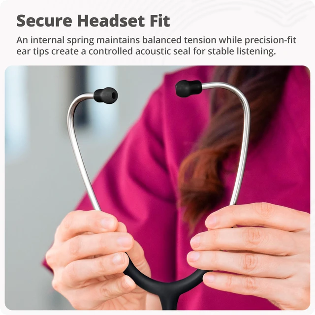 Alt view image 6 of 7 - Dual-Head StethoscopeClinical Grade, Lightweight, High-Precision Sound, Ideal for Doctors, Nurses, Students, and Medical Professionals (Black and Stainless Steel)