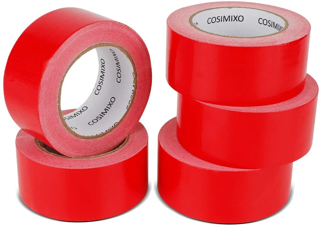 Main image of 5-Pack Red Heavy Duty Duct Tape, 2 inches x 30 Yards, Strong, Flexible, No Residue, All-Weather and Tear by Hand - Bulk Value for Repairs, Industrial, Professional Use