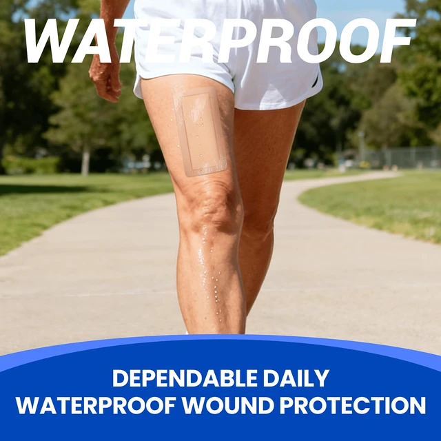 Alt view image 3 of 6 - Large Waterproof Bandages 4x8 Silicone Foam Dressing Sensitive Skin, 10 PCS Wound Dressing, Adhesive Cohesive Pad with Border, First Aid, Post-Surgical, Burn & Pressure Care, Scar Care
