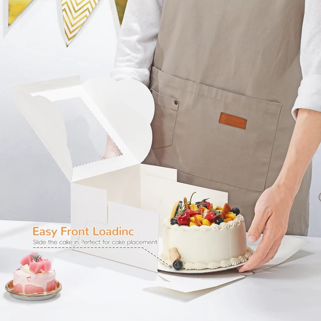 Alt view image 4 of 7 - 24Pack 8 inch Small Cake Boxes with Cake Board and Stickers Mini White Bento Cake Box for Small Cakes, Cookies, Birthday, Party, Wedding, Mother's Day, Christmas8x8x5 inch
