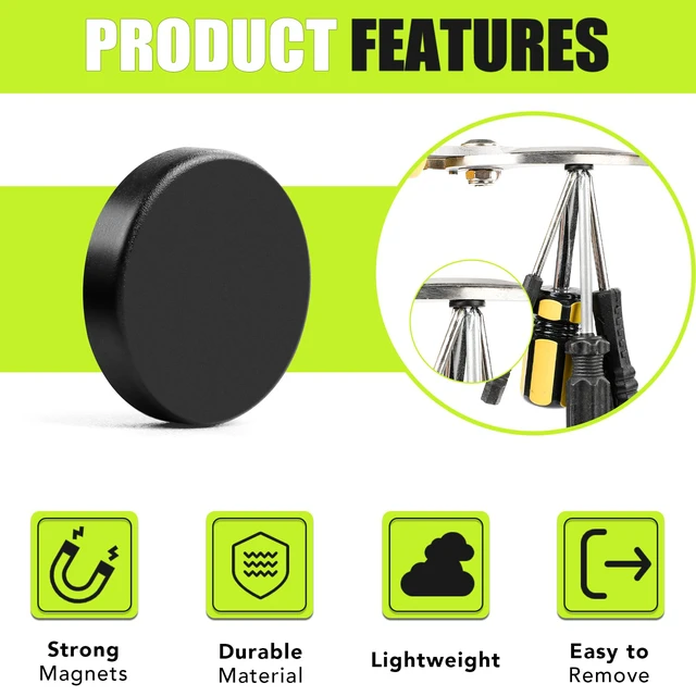 Alt view image 4 of 7 - Small Magnets, 60Pack Black Refrigerator Magnets 10x2mm Rare Earth Magnets Neodymium Magnet for Crafts, Whiteboard, Kitchen Cabinet