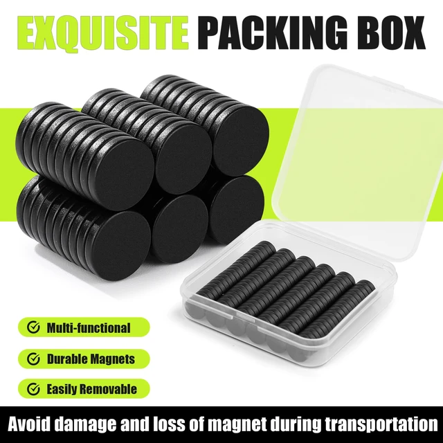 Alt view image 3 of 7 - Small Magnets, 60Pack Black Refrigerator Magnets 10x2mm Rare Earth Magnets Neodymium Magnet for Crafts, Whiteboard, Kitchen Cabinet