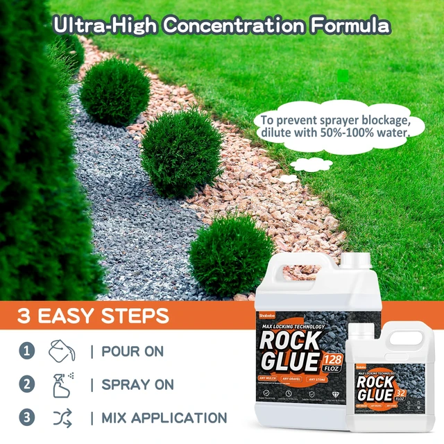 Alt view image 4 of 7 - Rock Glue,1 Gallon 99% Stronger Bond Gravel Binder for Pea Gravel, Pebble&Stone-Stop Shifting, Reduce Mess, Strong Hold for Yards, Patios, Garden Walkways, Pet Safe Mulch Bond for Landscaping