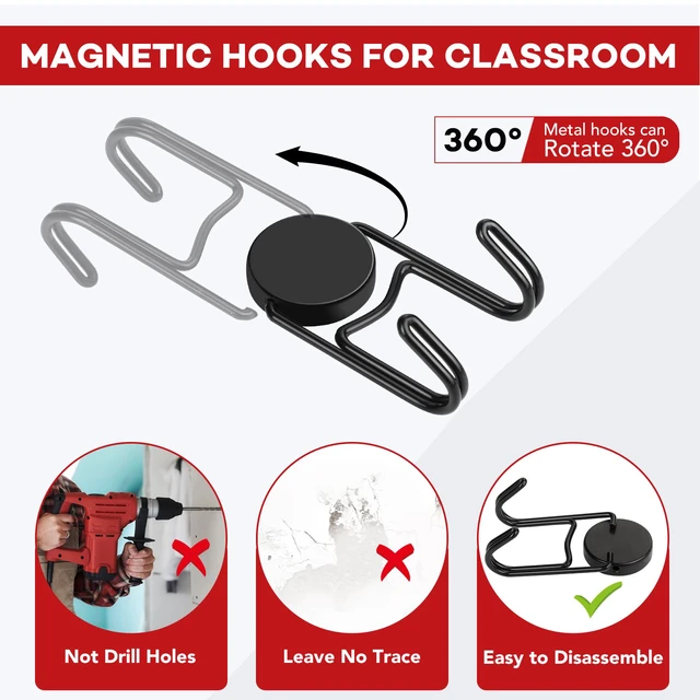 Alt view image 5 of 6 - Magnetic Hooks for Cruise Cabins 50Lbs+ Heavy Duty Magnet Hook Strong Magnets Hanging Hooks for Refrigerator Grill Toolbox Outdoor 8 Pack (Black)