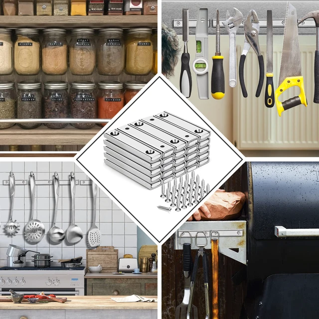 Alt view image 7 of 7 - Bar Magnets, 80Lbs 25 Pack Countersunk Hole Magnet with Screw Silver,Heavy Duty Rare Earth,Neodymium,Rectangular,for Mounting, Door, Garage, Workplace(60 x 13.5 x 5mm)