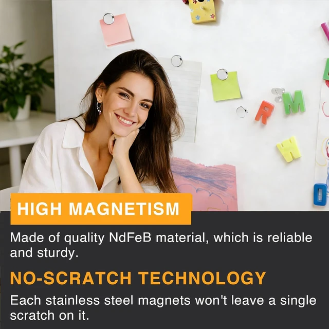 Alt view image 3 of 5 - Small Rare Earth Magnets, 10x3mm 90Pcs Strong Neodymium Tiny Round Fridge Magnets for Whiteboard, Refrigerator, DIY, Kitchen, Office