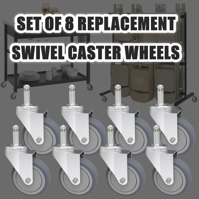Alt view image 7 of 7 - 4-Inch Swivel Stem Caster, 7/16-Inch Stem Diameter Rubber Wheel, Heavy Duty TPR Replacement Wheels for Rubbermaid Mop Bucket Cart Grill Casters - 8 Pack