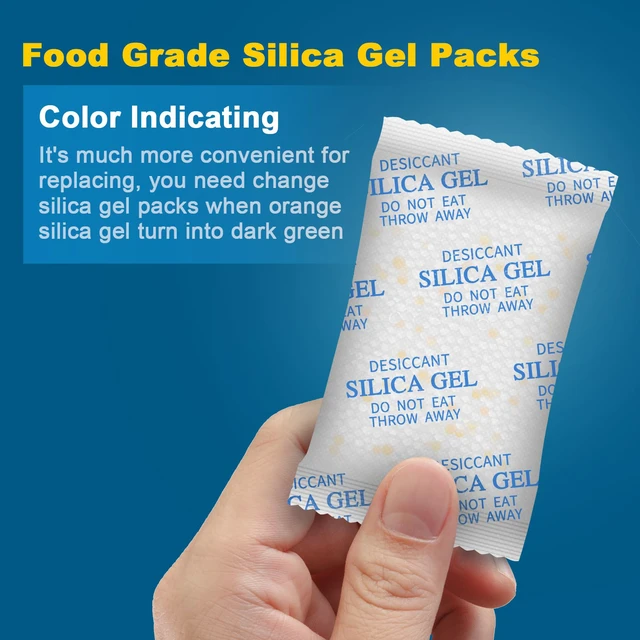 Alt view image 2 of 7 - Silica Gel Packets 20 Gram 75 Packs Food Grade Moisture Absorbers with Color Indicating, Desiccant Packs for Storage, Reusable Desiccant for Foods, Storage Bins, 3D Filaments, Electronics, Safes