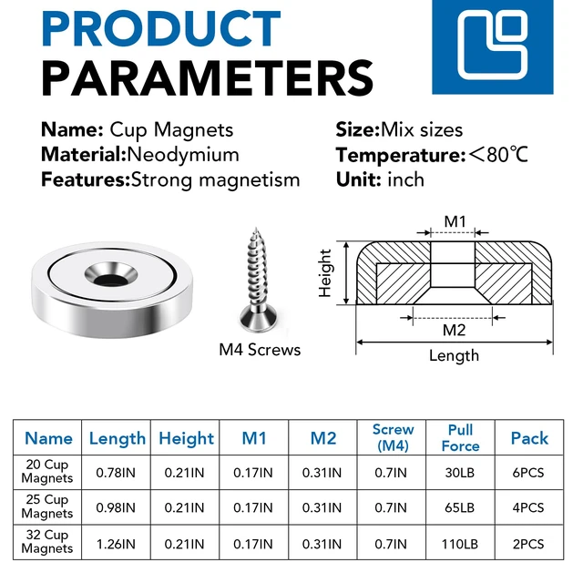 Alt view image 2 of 7 - Magnets Heavy Duty Neodymium Strong Magnet Imanes Fuertes 12 Pack Imanes Fuertes Magnet Magnetic Wall Mount Round Mounting Powerful Locker Industrial Fridge Screw On Door Crafts