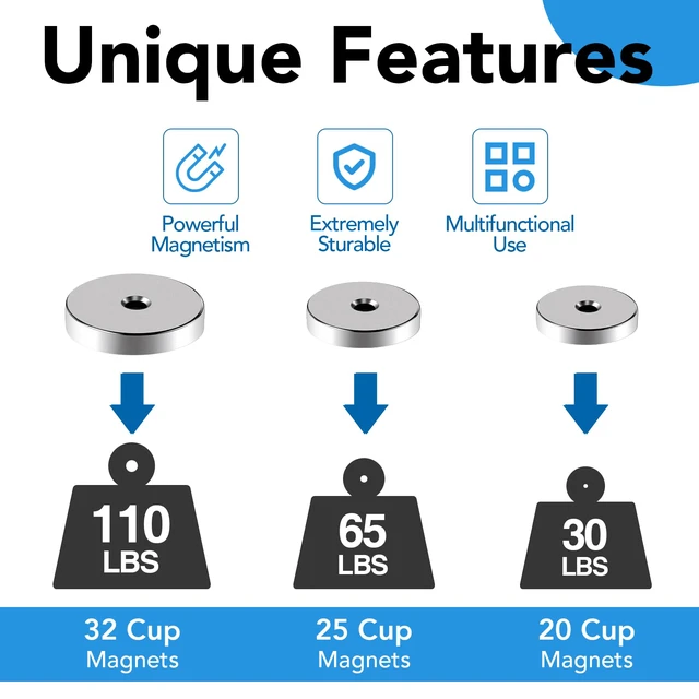 Alt view image 5 of 7 - Magnets Heavy Duty Neodymium Strong Magnet Imanes Fuertes 12 Pack Imanes Fuertes Magnet Magnetic Wall Mount Round Mounting Powerful Locker Industrial Fridge Screw On Door Crafts