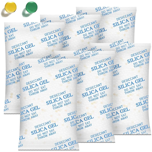 Main image of Moisture Absorbers 100 Gram 16 Packs Silica Gel Packets Food Grade Silica Packets with Color Indicating, Premium Desiccant Packs for Food, Electronics, Closet, Jewelry and Safe Storage