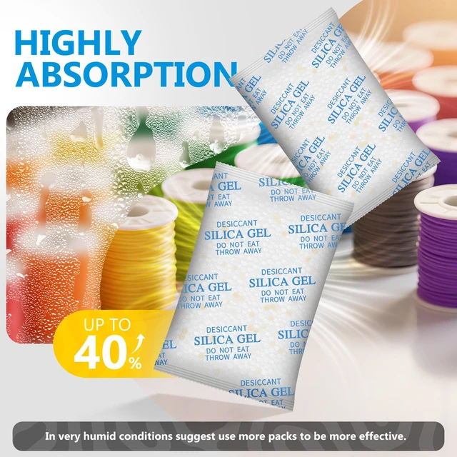 Alt view image 2 of 7 - Moisture Absorbers 100 Gram 16 Packs Silica Gel Packets Food Grade Silica Packets with Color Indicating, Premium Desiccant Packs for Food, Electronics, Closet, Jewelry and Safe Storage