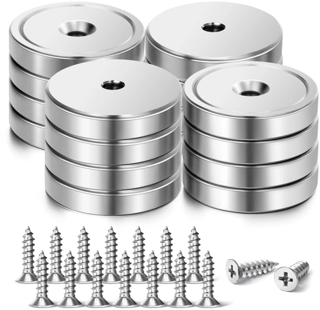 Main image of Strong Cup Magnet, 150 LBS+ Rare Earth Neodymium Magnets, Heavy Duty Magnets With Screws, Waterproof Magnet for Fridge, Wall, Hanging, Lifting, Crafts, Holding Tools(1.42*0.27 inch) - 16 Pack