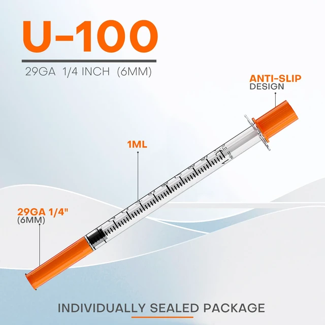 Alt view image 3 of 4 - U-100 1mL/cc 29G 1/4" (6mm) Lab Syringes, Individually Wrapped, Pack of 100