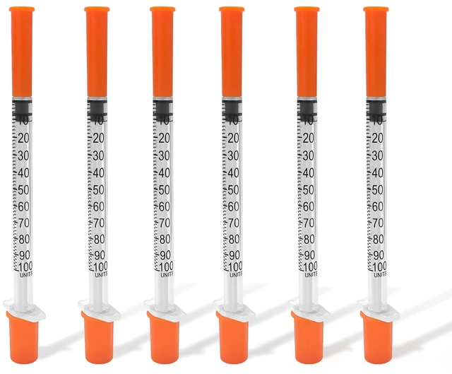 Main image of 100 Pack U-100 Syringes with Needle, 1ml 31G 5/16" 8mm Syringe Individually Sealed Packaging, Leak-Proof Design, Easy-to-Read, Precise Markings