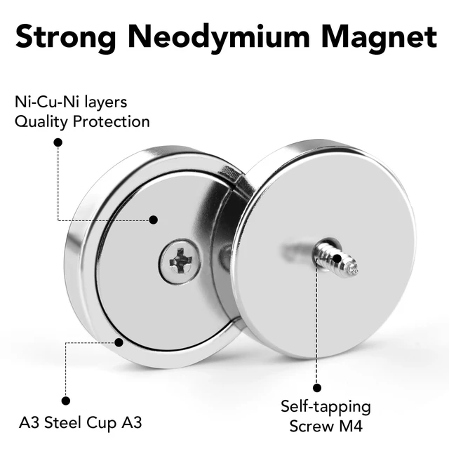 Alt view image 7 of 7 - Magnets Heavy Duty Neodymium Strong Magnet Imanes Fuertes 12 Pack Imanes Fuertes Magnet Magnetic Wall Mount Round Mounting Powerful Locker Industrial Fridge Screw On Door Crafts
