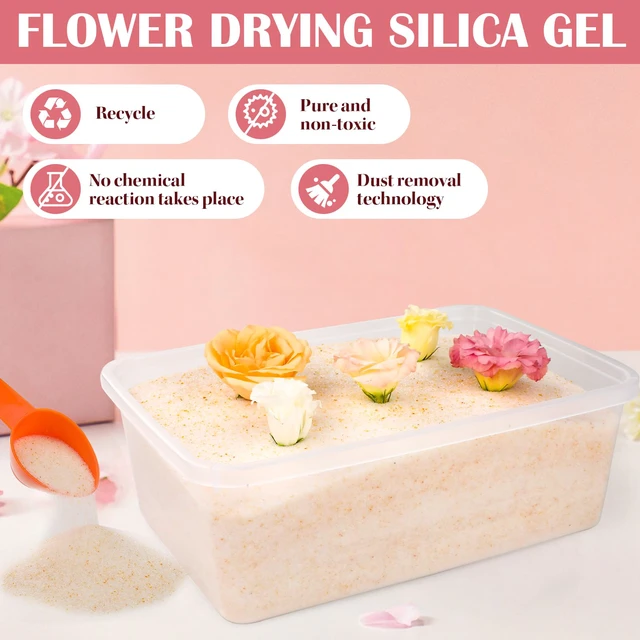 Alt view image 3 of 7 - Silica Gel Flower Drying, 5LBS Flower Drying Silica Gel Crystals Color Indicating Flower Preservation Kit Contains Flowers Desiccant, Brush, Gloves, Plastic Box
