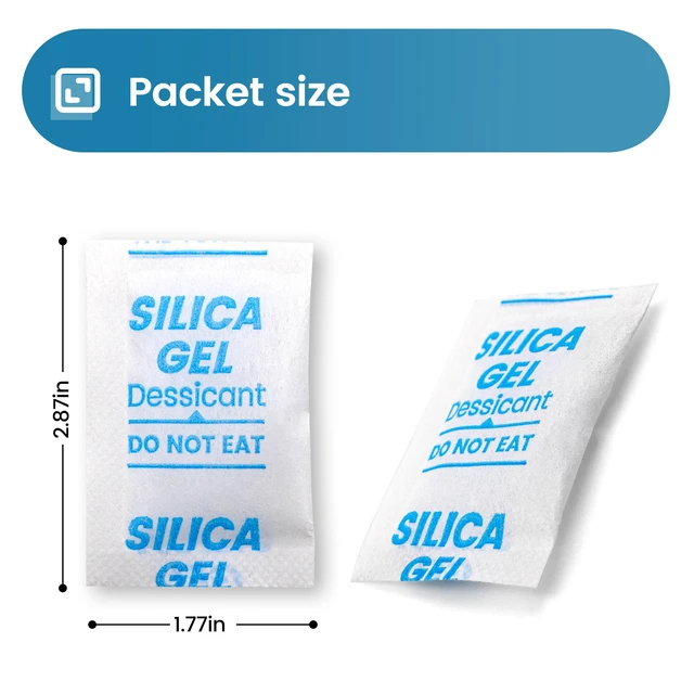 Alt view image 2 of 7 - 100PCS 5g Silica Gel Packets, Moisture Absorbers Desiccant Packs for Storage, Clothes, Shoes, Electronics, 3D Printer Filament, Jewelry, Spices, Safes, Tools