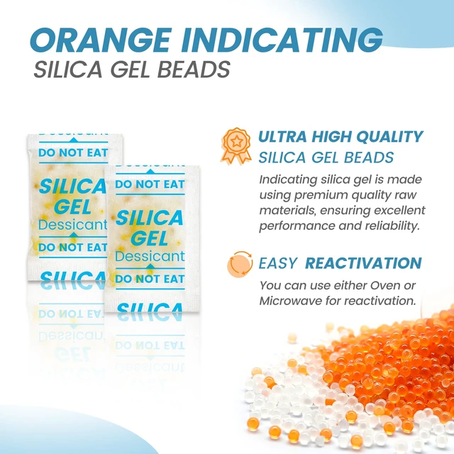 Alt view image 5 of 7 - 100PCS 5g Silica Gel Packets, Moisture Absorbers Desiccant Packs for Storage, Clothes, Shoes, Electronics, 3D Printer Filament, Jewelry, Spices, Safes, Tools