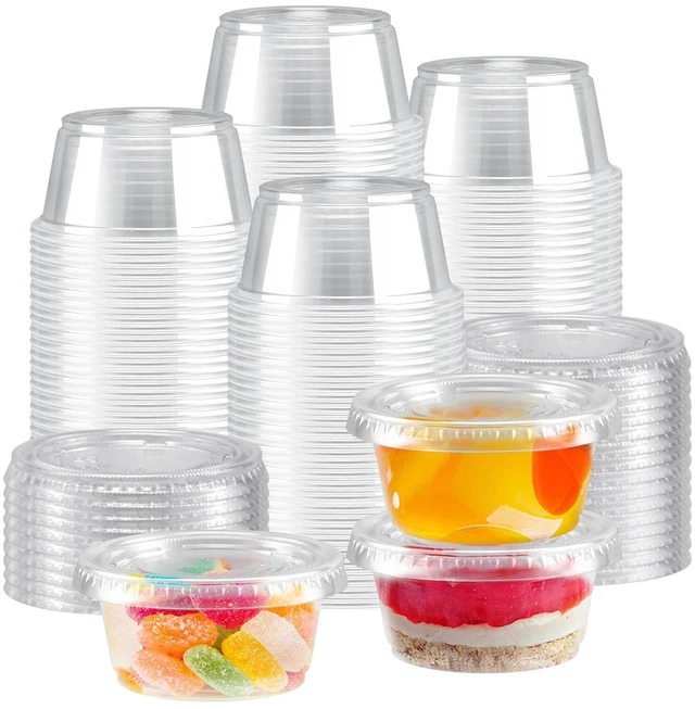 Main image of 1000 Sets 2 oz Disposable Clear Jello Shot Cups with Lids Food-safe Portion Cups with Lids,Leak-proof Small Condiment Containers for Sauces/Salad/Dressings/Samples and Jello Shots