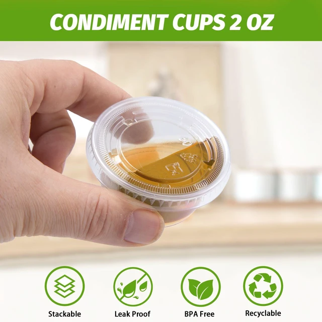 Alt view image 3 of 7 - 1000 Sets 2 oz Disposable Clear Jello Shot Cups with Lids Food-safe Portion Cups with Lids,Leak-proof Small Condiment Containers for Sauces/Salad/Dressings/Samples and Jello Shots