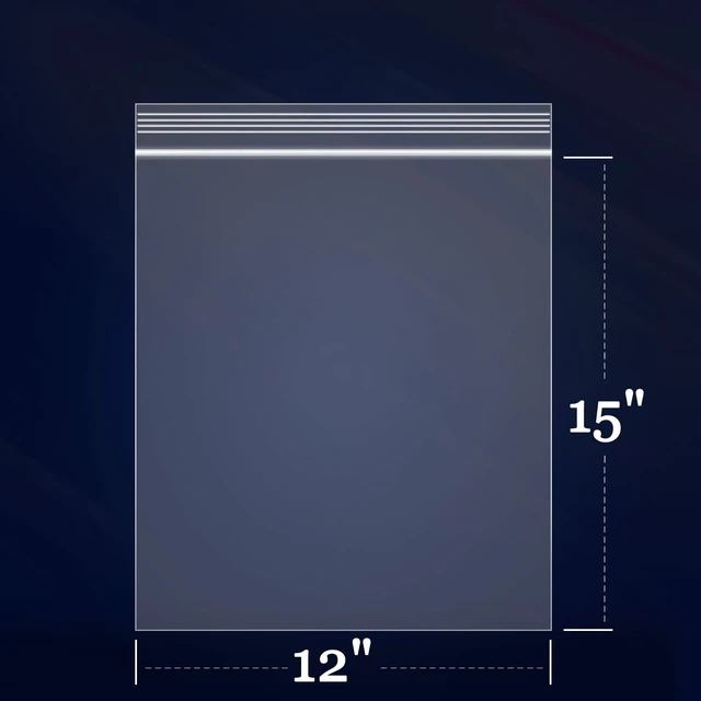 Alt view image 2 of 5 - 500 Count - 12" x 15" Large Zip Bags - 2 Mil Reclosable Zip Plastic Poly Bags with Lock Seal Zipper for Storage, Clothing, T-Shirts, Pants
