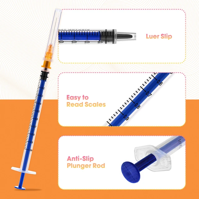 Alt view image 4 of 6 - 100 Pack 1ml Syringes with Needle - 25G 1 inch Disposable 1cc Syringe for Scientific Lab Use, Sterile Individually Wrapped