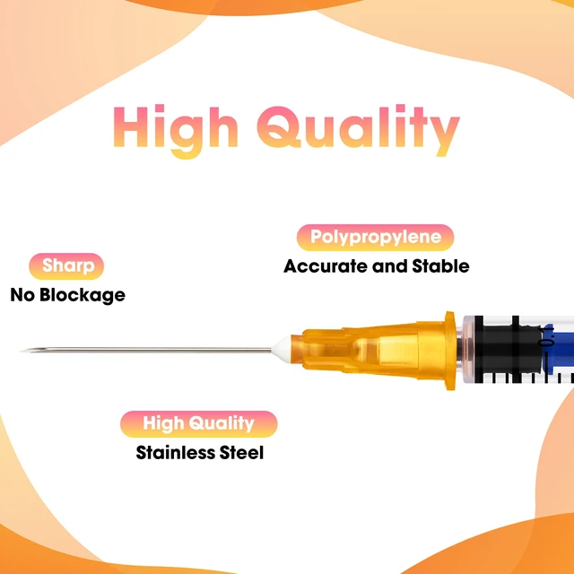 Alt view image 5 of 6 - 100 Pack 1ml Syringes with Needle - 25G 1 inch Disposable 1cc Syringe for Scientific Lab Use, Sterile Individually Wrapped