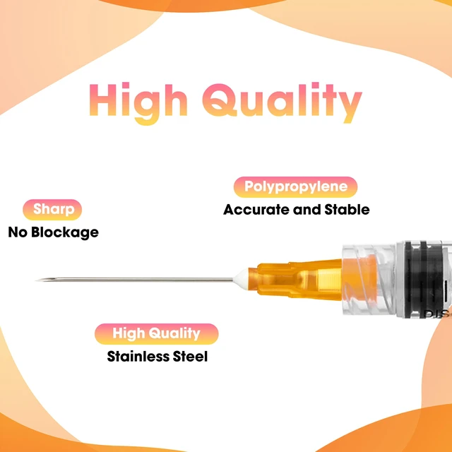 Alt view image 5 of 6 - 100 Pack 2.5ml Syringes with Needle - 25G 1 inch Disposable 2.5cc Luer Lock Syringe for Scientific Lab Use, Sterile Individually Wrapped