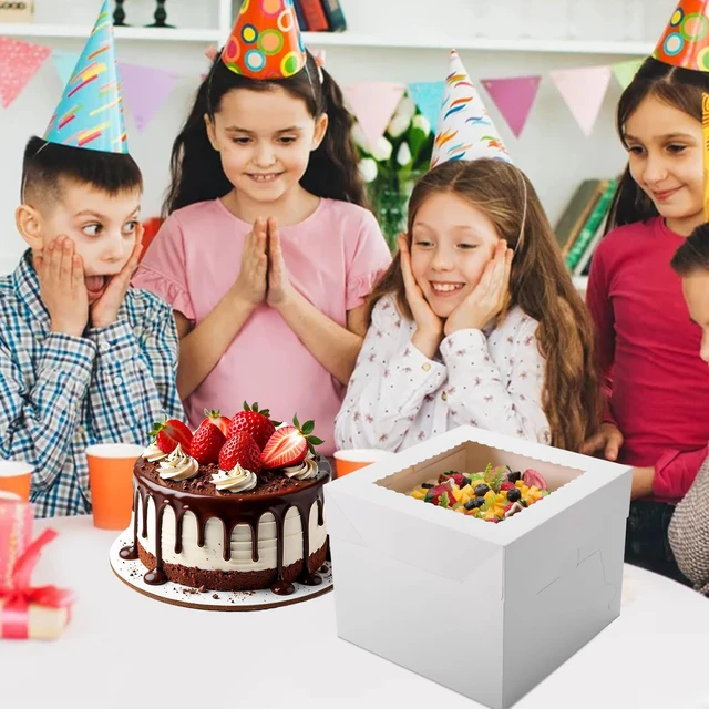 Alt view image 7 of 7 - 30 Pack Cake Boxes 10 inch, Cake Transport Container, 10x10x8 In Tall Cake Box with Clear Window, Thick Cardboard, Cake Carrier Holder for Cake Pie Cupcakes Pastry Baked Goods
