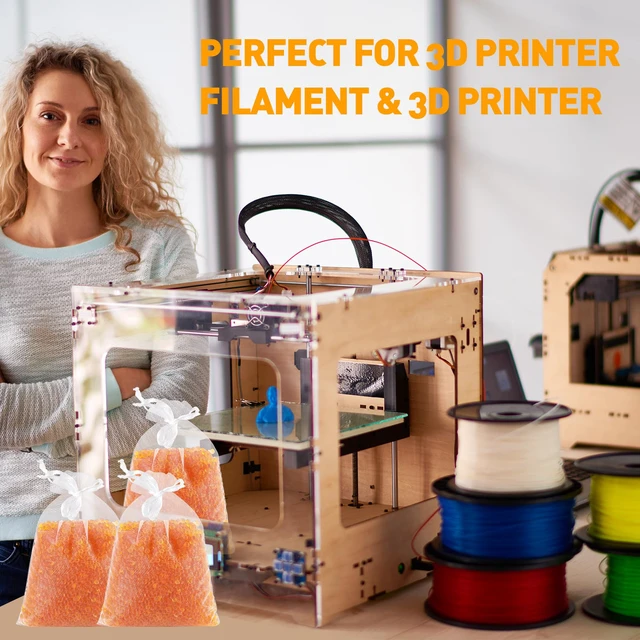 Alt view image 6 of 7 - 5 LBS Orange Indicating Silica Gel Desiccant Beads Reusable Industry Standard 3-5 mm, Rechargeable Silica Gel Beads for 3D Filament, Electronic, Camera, Jewelry 15PCS Organza Bag