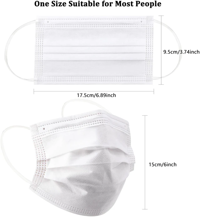 Alt view image 7 of 7 - 100Pcs Disposable Face Masks, White Face Mask, 3 Ply Disposable Mask Breathable Mask with Elastic Ear Loops for Adults, Great for Outdoors, Home, Office, School