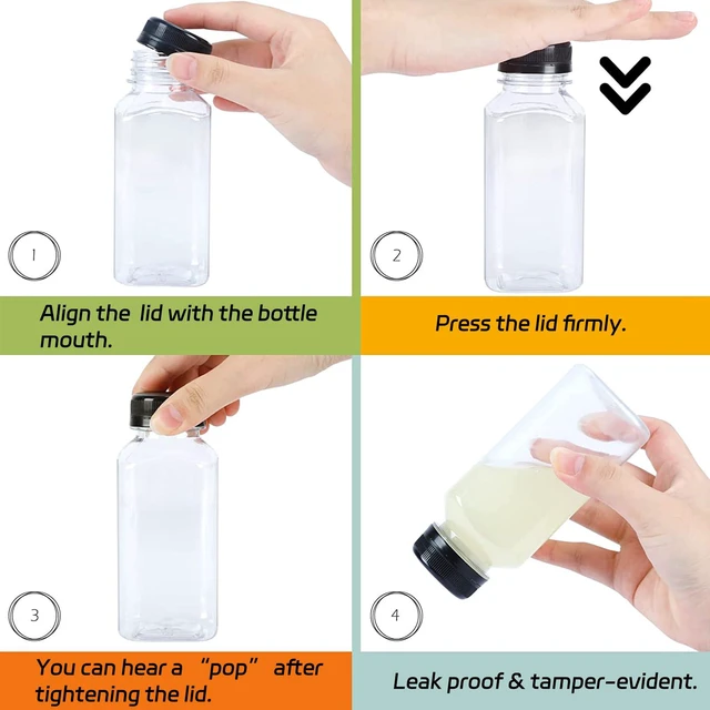 Alt view image 4 of 7 - 8oz Plastic Juice Bottles with Caps, 36pcs Clear Juice Containers Reusable Clear Bulk Beverage Containers for Juice, Milk and Other Beverages, Leak Proof